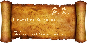 Paczolay Kolumbusz névjegykártya